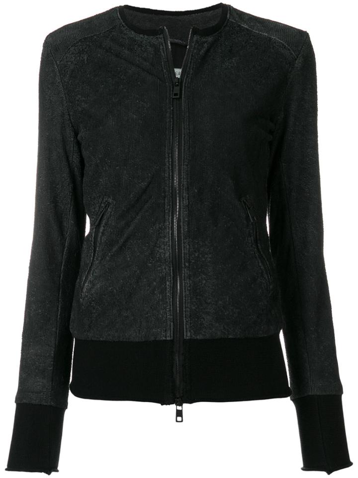 Giorgio Brato Collarless Bomber Jacket - Black