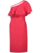 Tadashi Shoji Ribbed One Shoulder Dress - Red