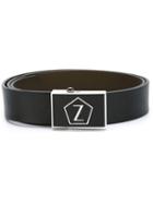 Z Zegna Logo Plaque Belt, Men's, Size: 110, Black, Calf Leather