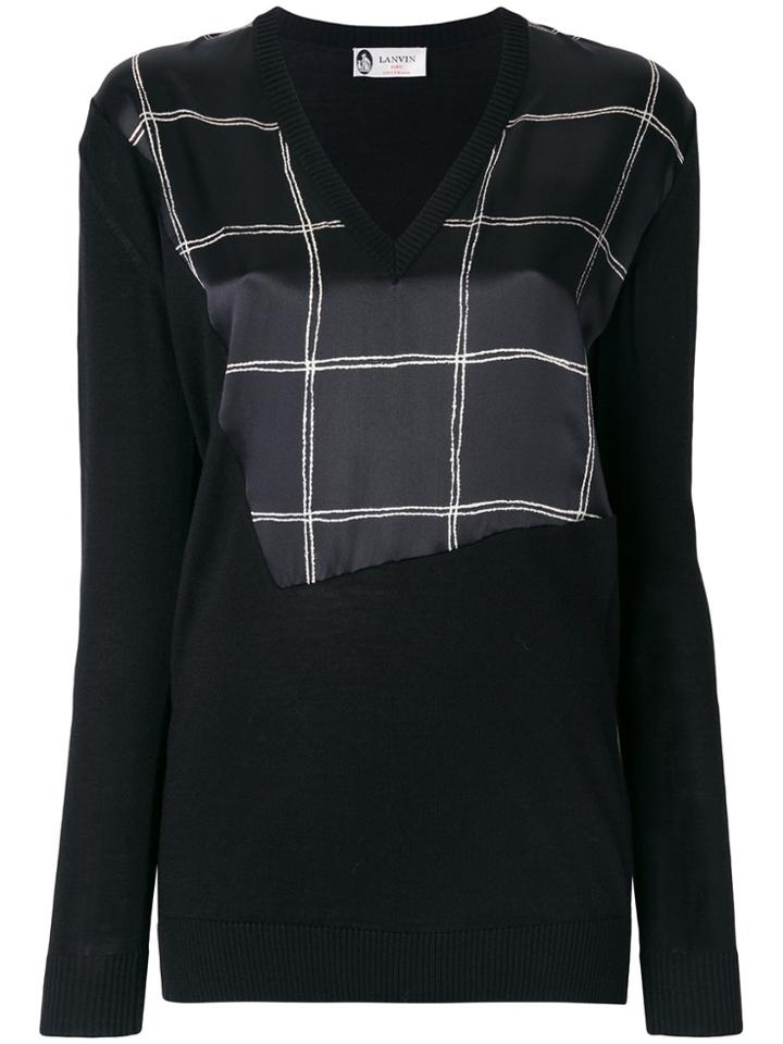 Lanvin Plaid V-neck Jumper - Black