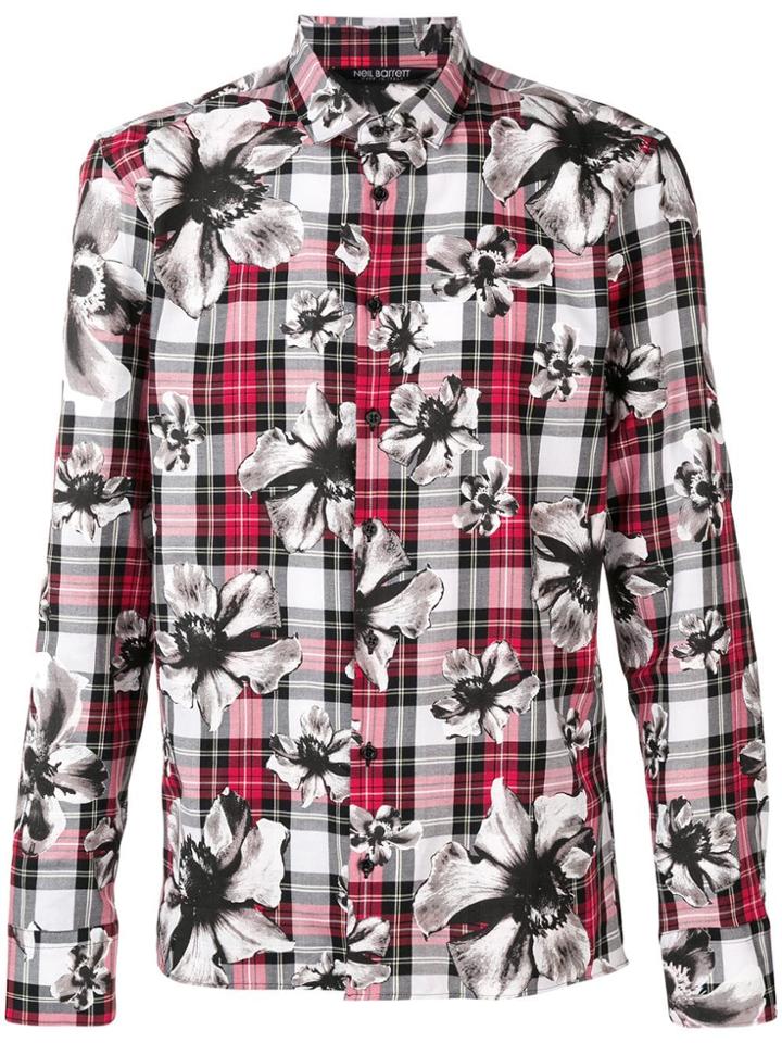 Neil Barrett Floral Plaid Shirt - Red