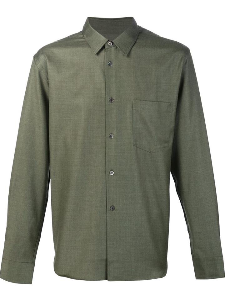 Comme Des Garçons Homme Plus Plain Shirt, Men's, Size: Medium, Green, Wool