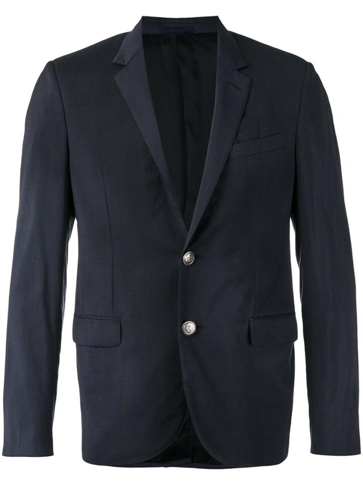 Lanvin Embellished Button Checked Blazer - Blue