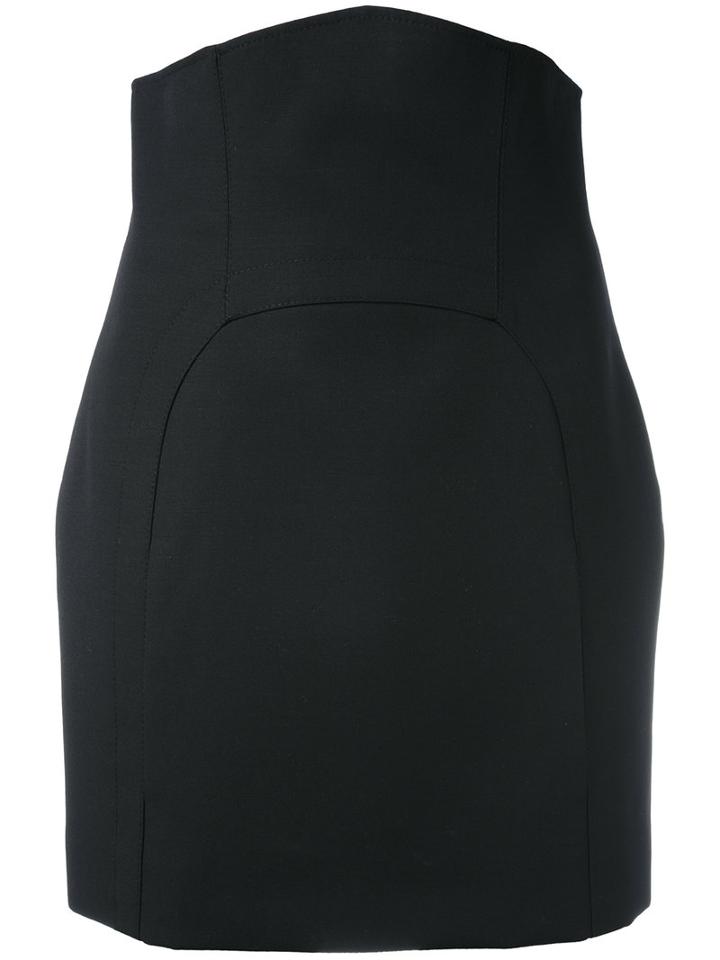 Saint Laurent - Super High Waist Skirt - Women - Silk/virgin Wool - 38, Black, Silk/virgin Wool