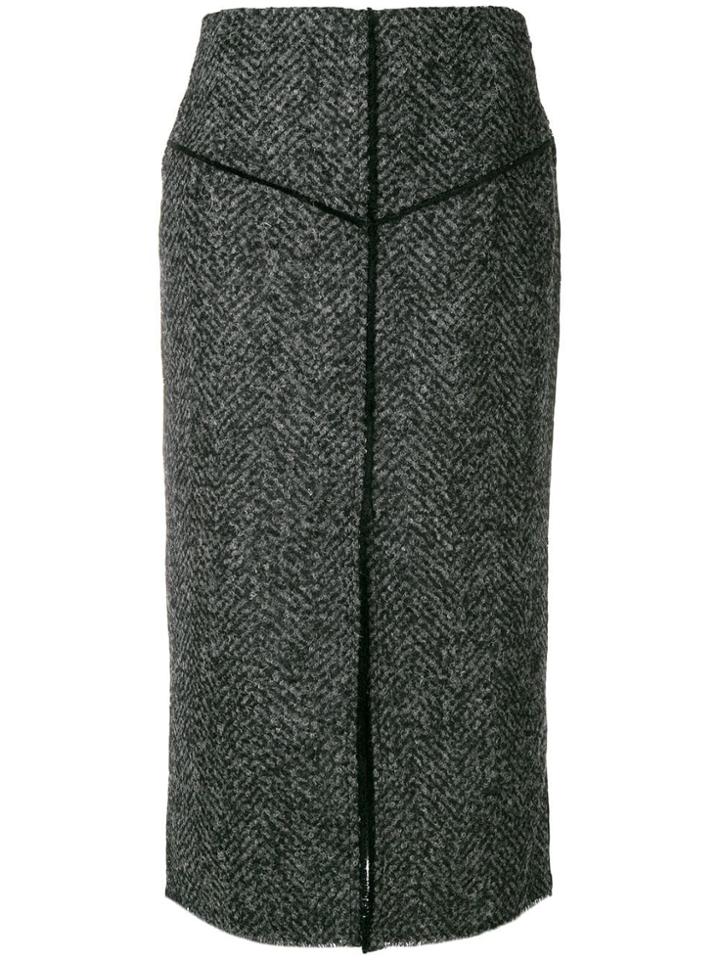 Pringle Of Scotland Tweed Pencil Skirt - Grey