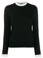 Sandro Paris Lace Trim Knit Jumper - Black