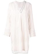 Brunello Cucinelli Stripe Shirt Dress, Women's, Size: Small, Nude/neutrals, Silk/acetate