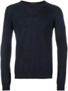 Roberto Collina Classic Sweater, Men's, Size: 54, Blue, Nylon/merino