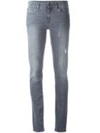 7 For All Mankind Distressed Skinny Jeans, Women's, Size: 30, Grey, Cotton/polyester/spandex/elastane