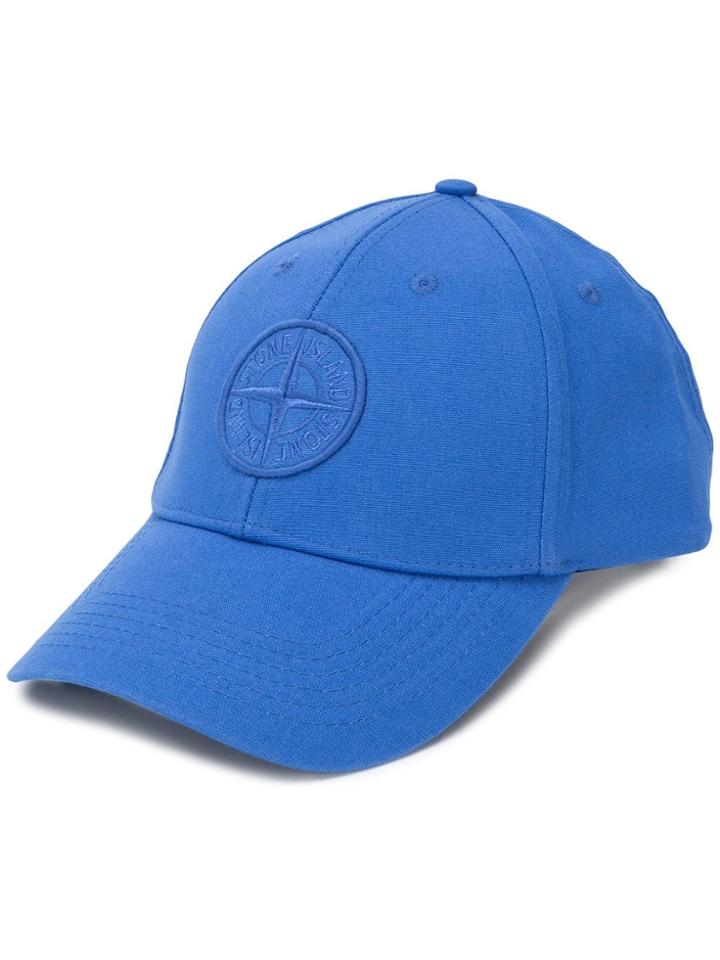 Stone Island Logo Embroidered Cap - Blue