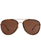 Burberry Check Detail Pilot Sunglasses - Brown