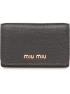 Miu Miu Madras Leather Business Card Holder - Black