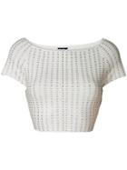 Ermanno Ermanno Cropped Perforated T-shirt - White