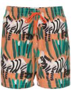Timo Trunks Zebra Print Drawstring Swim Shorts - Green
