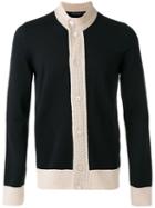 Alexander Mcqueen Contrast Knitted Cardigan, Men's, Size: Large, Black, Cotton/wool