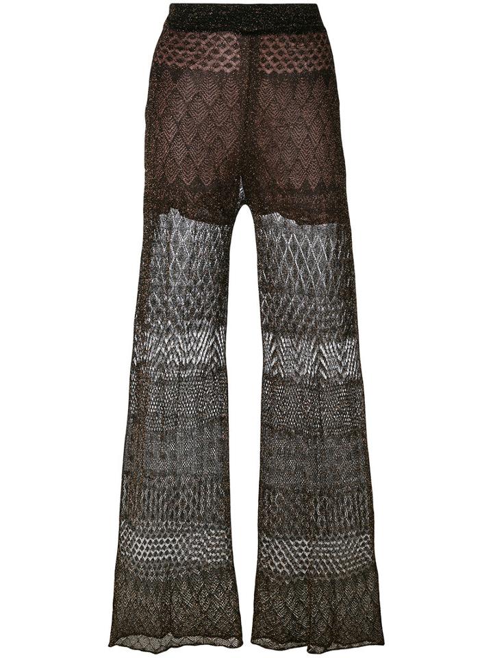 Circus Hotel - Layered Lurex Trousers - Women - Viscose/polyester/cotton/silk - Xs, Brown, Viscose/polyester/cotton/silk