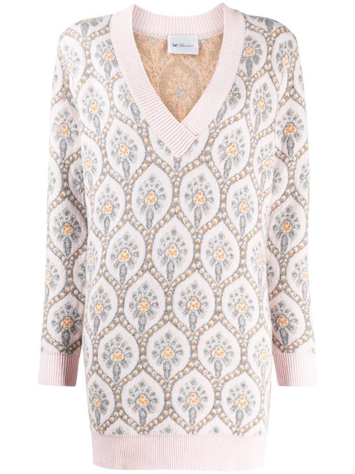 Be Blumarine Be Oversized Embroidered Jumper 8320 01301 Rosa/argento