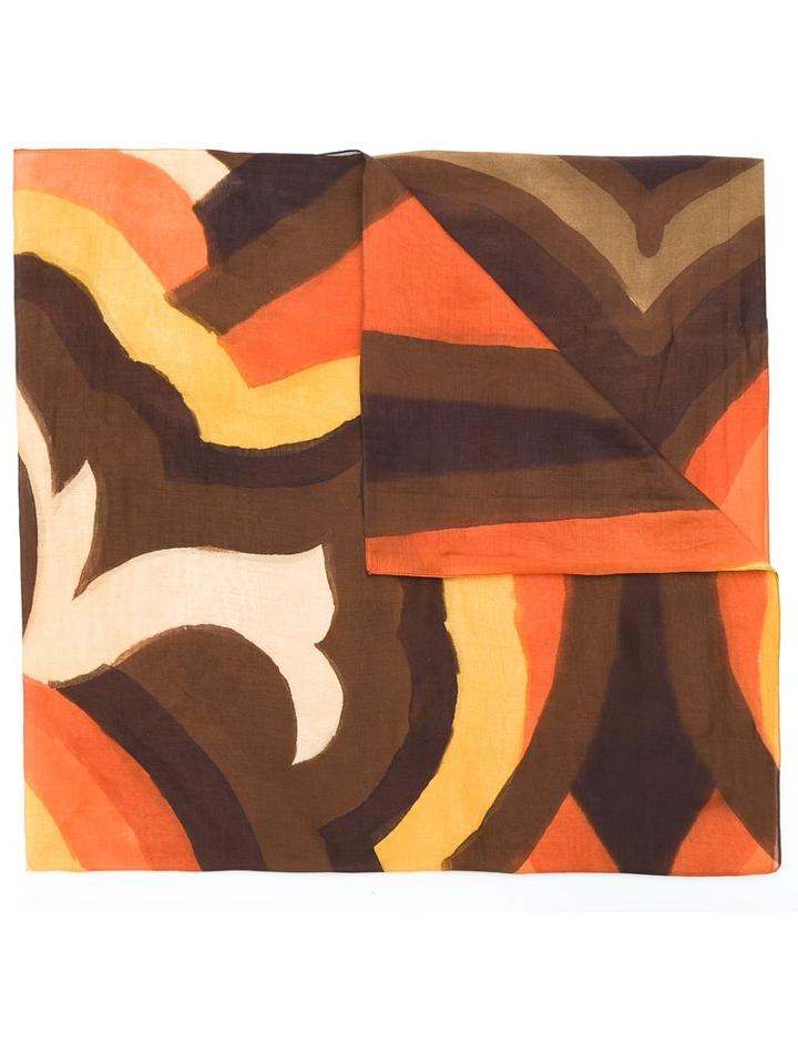 Osklen - Printed Scarf - Women - Silk/cotton - One Size, Yellow/orange, Silk/cotton