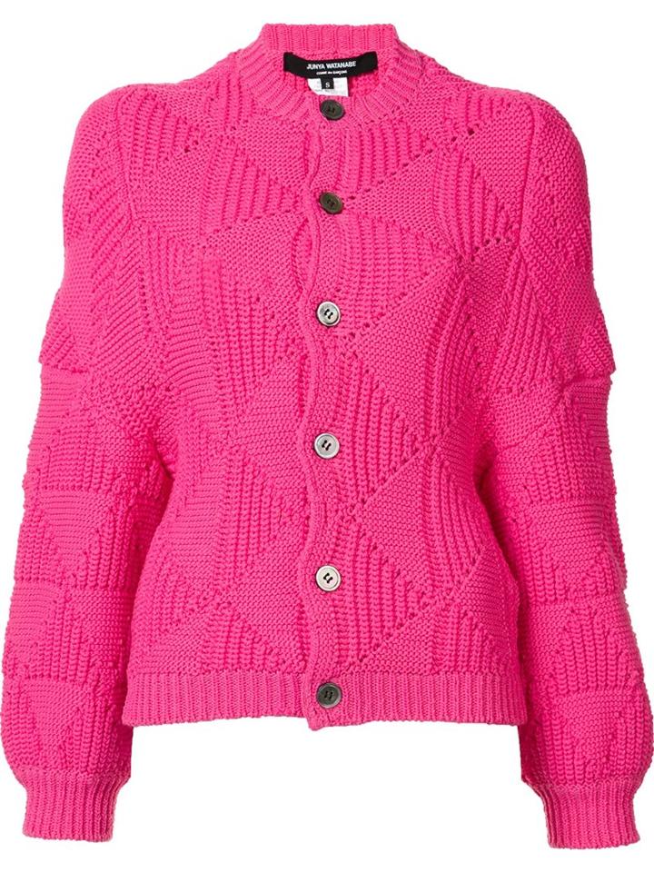 Junya Watanabe Comme Des Garçons Chunky Cardigan, Women's, Size: Small, Pink/purple, Polyester/wool