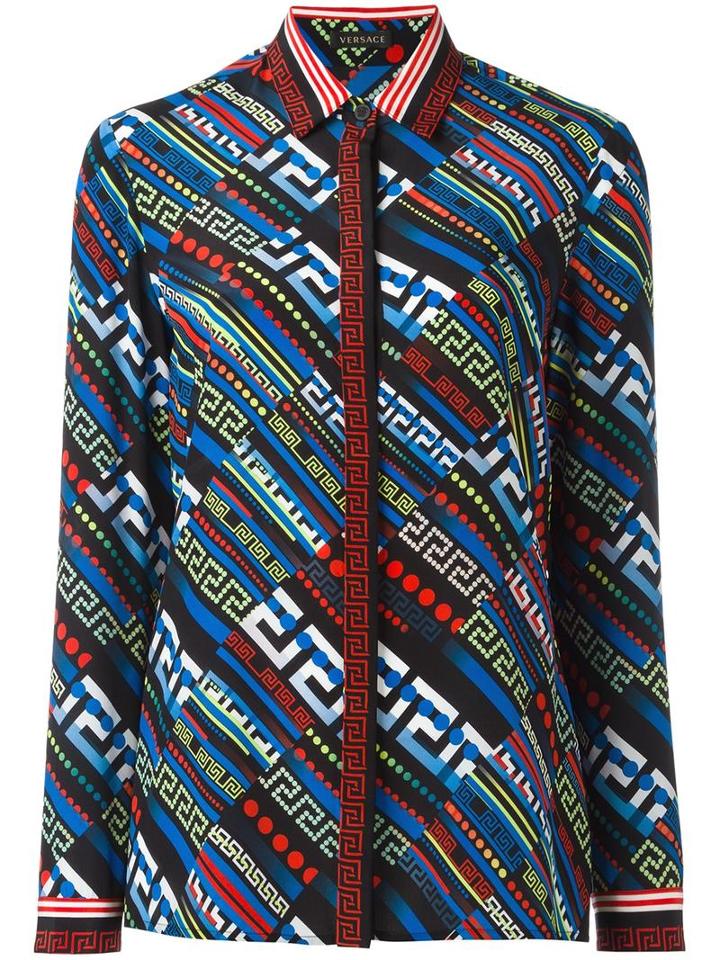 Versace City Lights Shirt, Women's, Size: 40, Silk