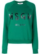 Msgm - Printed Sweatshirt - Women - Cotton - M, Green, Cotton