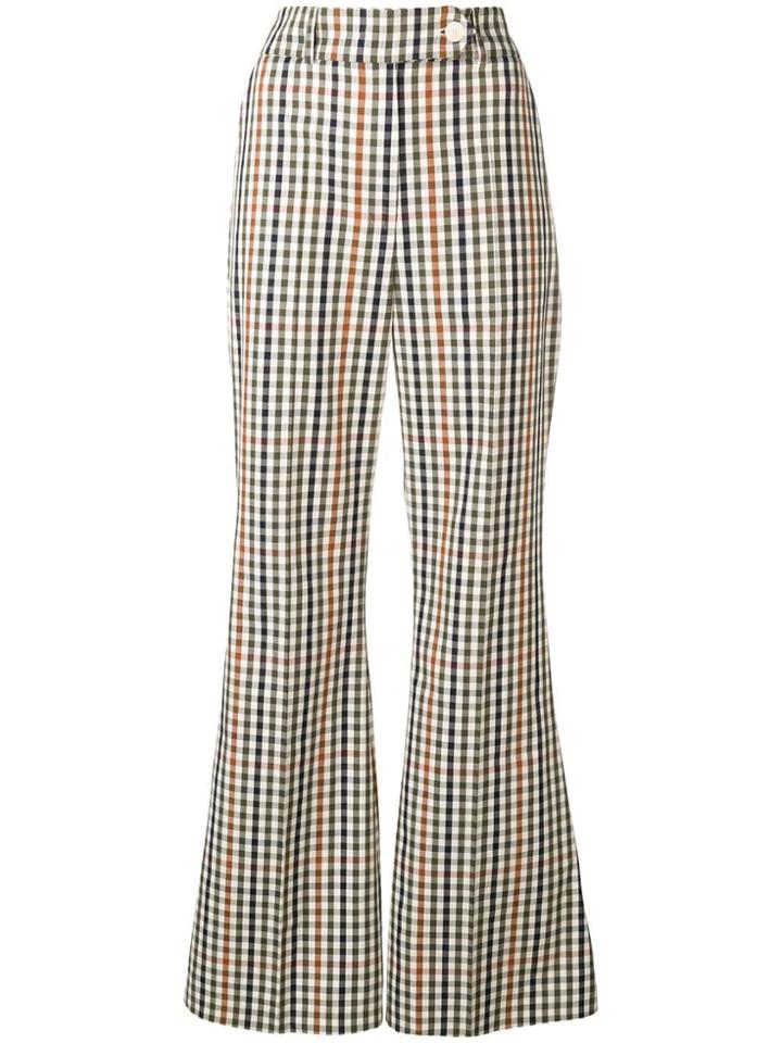A.w.a.k.e. Mode Gingham Checked Flared Trousers - Neutrals
