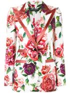 Dolce & Gabbana Peony Print Blazer - White