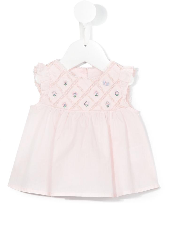 Tartine Et Chocolat - Embroidered Flowers Blouse - Kids - Cotton - 6 Mth, Pink/purple