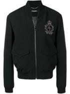 Dolce & Gabbana Embroidered Logo Bomber Jacket - Black