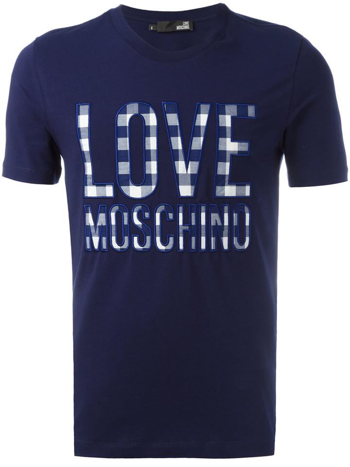 Love Moschino 'love' T-shirt, Men's, Size: Small, Blue, Cotton/spandex/elastane