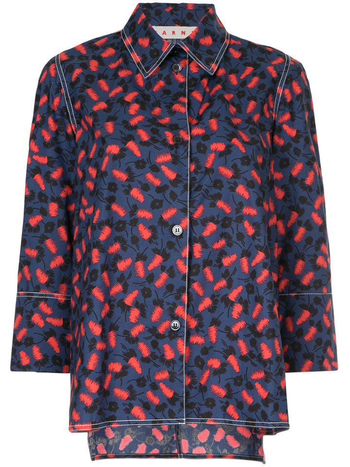 Marni Patterned Long-sleeved Shirt - Blue