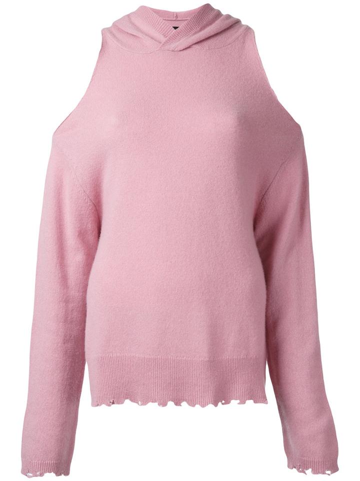 Rta - Open Shoulders Hooded Top - Women - Cashmere - S, Pink/purple, Cashmere