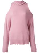 Rta - Open Shoulders Hooded Top - Women - Cashmere - S, Pink/purple, Cashmere