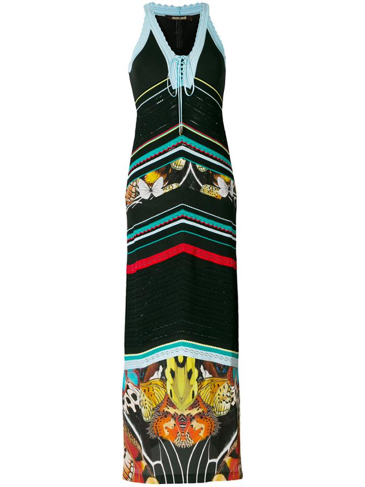 Roberto Cavalli Flying Wings Knitted Maxi Dress - Black