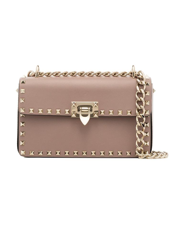 Valentino Pink Garavani Rockstud Leather Shoulder Bag - Pink & Purple