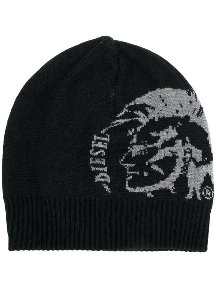 Diesel Printed Beanie - Black