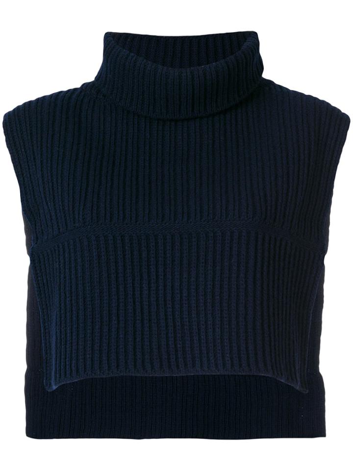 Ports 1961 High Neck Sweater Poncho - Blue
