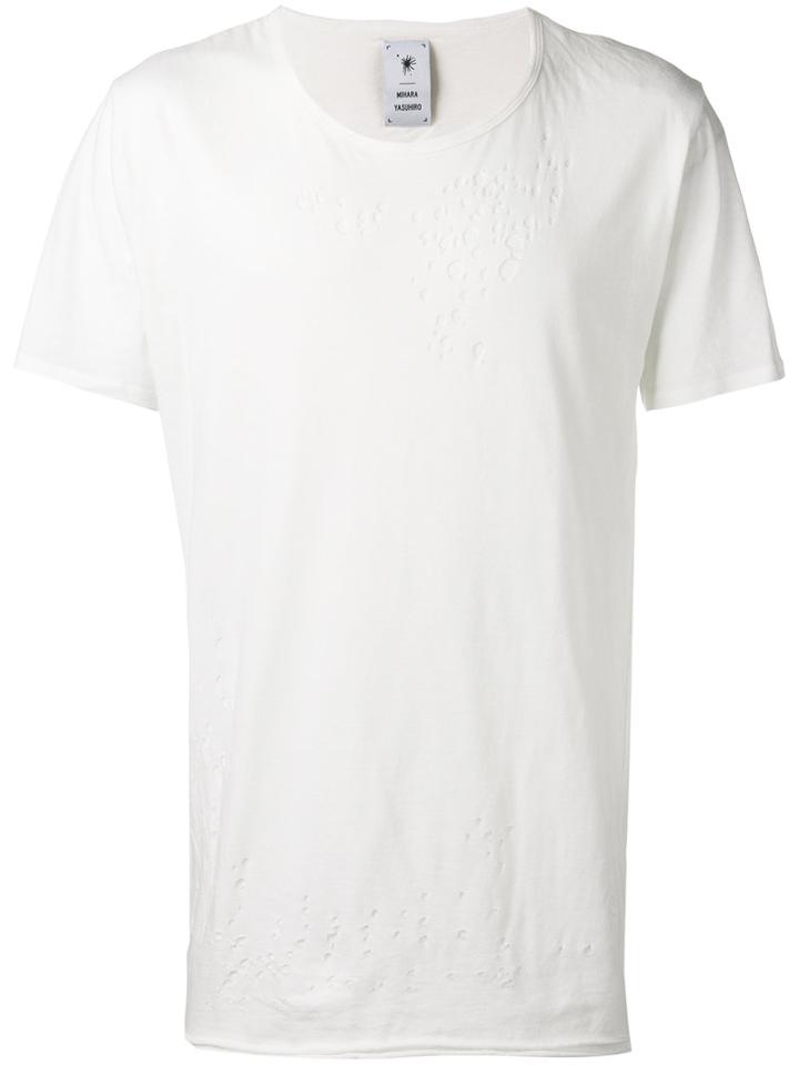 Maison Mihara Yasuhiro Distressed T-shirt, Men's, Size: 46, White, Cotton