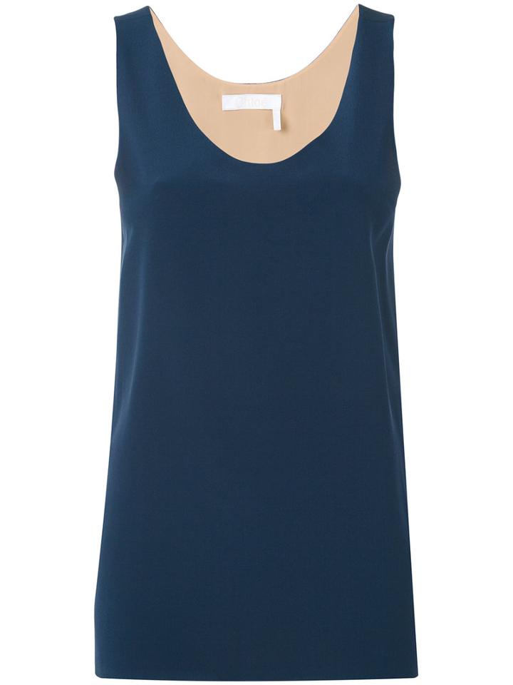 Chloé - V-neck Camisole - Women - Silk - 34, Blue, Silk