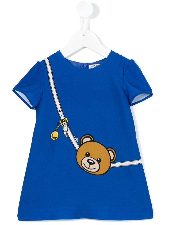 Moschino Kids - Teddy Bear Print Dress - Kids - Polyester/spandex/elastane - 9 Mth, Blue