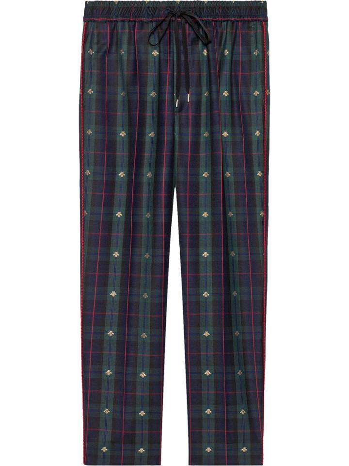 Gucci Check Bees Wool Ankle Pants - Multicolour