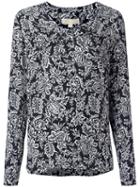 Michael Michael Kors - Floral Print Top - Women - Silk/cotton - M, Black, Silk/cotton