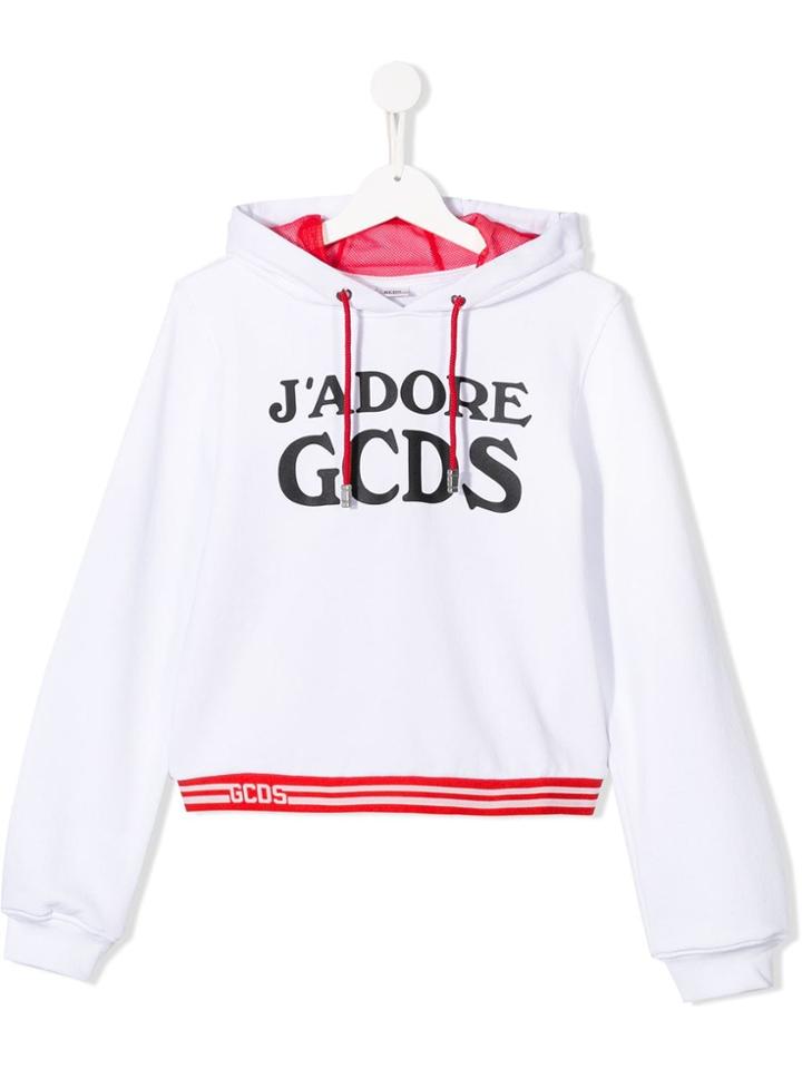Gcds Kids J'adore Gcds Hoodie - White