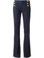 Ermanno Scervino Bootcut High Waisted Trousers, Women's, Size: 40, Blue, Cotton/spandex/elastane