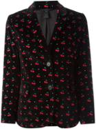 Marc By Marc Jacobs Embroidered Cherry Blazer, Women's, Size: 8, Black, Cotton/cupro