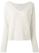 Dorothee Schumacher - V-neck Ribbed Jumper - Women - Cashmere - 2, Nude/neutrals, Cashmere