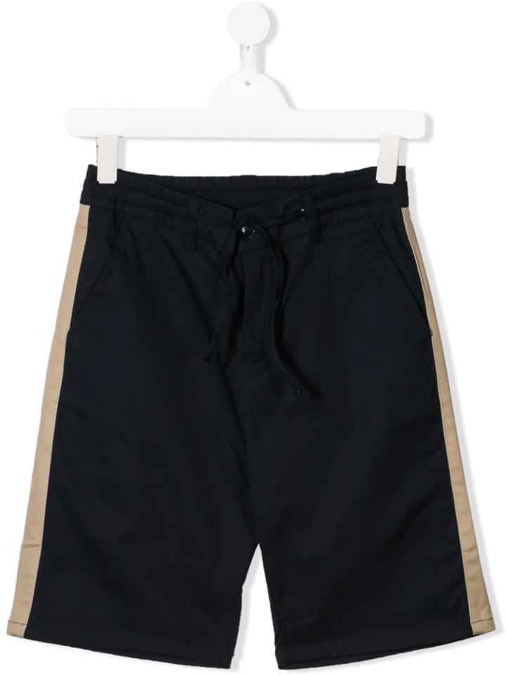 Paolo Pecora Kids Teen Side Stripe Shorts - Blue