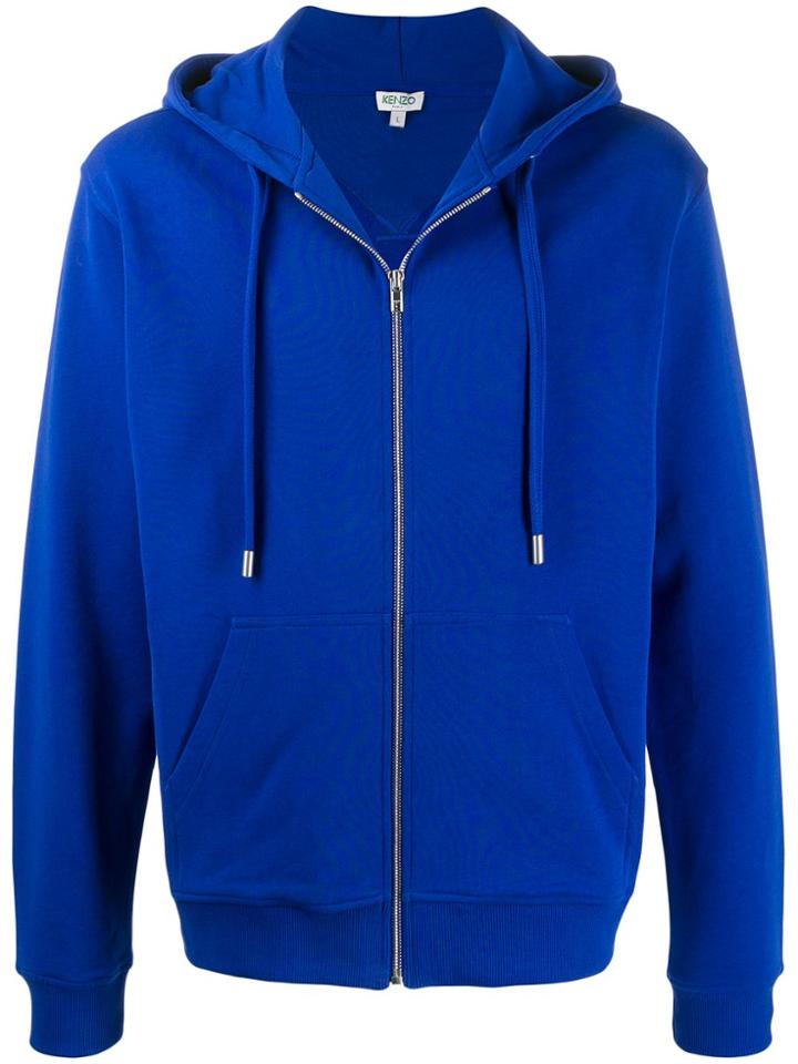 Kenzo Logo Zipped Hoodie - Blue