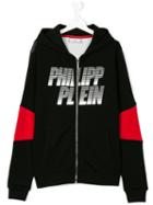 Philipp Plein Junior - Zipped Graphic Print Hoodie - Kids - Cotton - 14 Yrs, Black