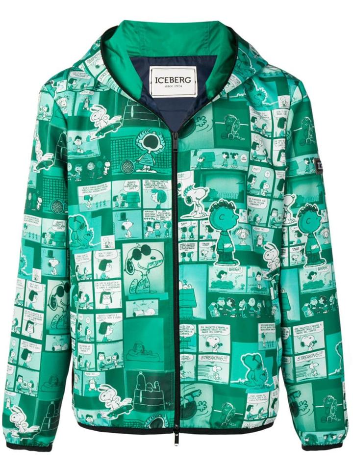 Iceberg Snoopy Print Hooded Jacket - Green